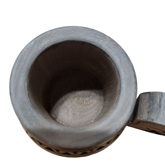 Vintage Wooden Mugs Set of 2 Arta Bucuresti 70s Large Handle Wood - Picture 5 of 10